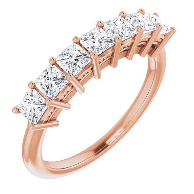 1.26 ct. Princess Cut Diamond Wedding Band 7 Stone Anniversary Ring-VIRABYANI